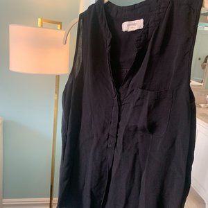 Black silk blouse with cotton panelling from the brand Porridge